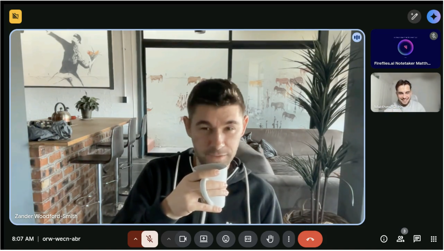 Matt on a call with Zander from Business Coach Academy