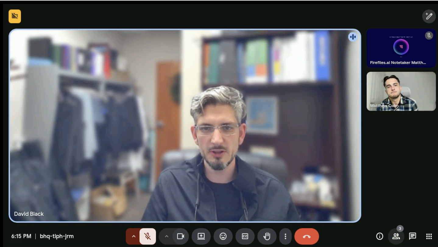 Matt on a call with the Red Lion Dental team